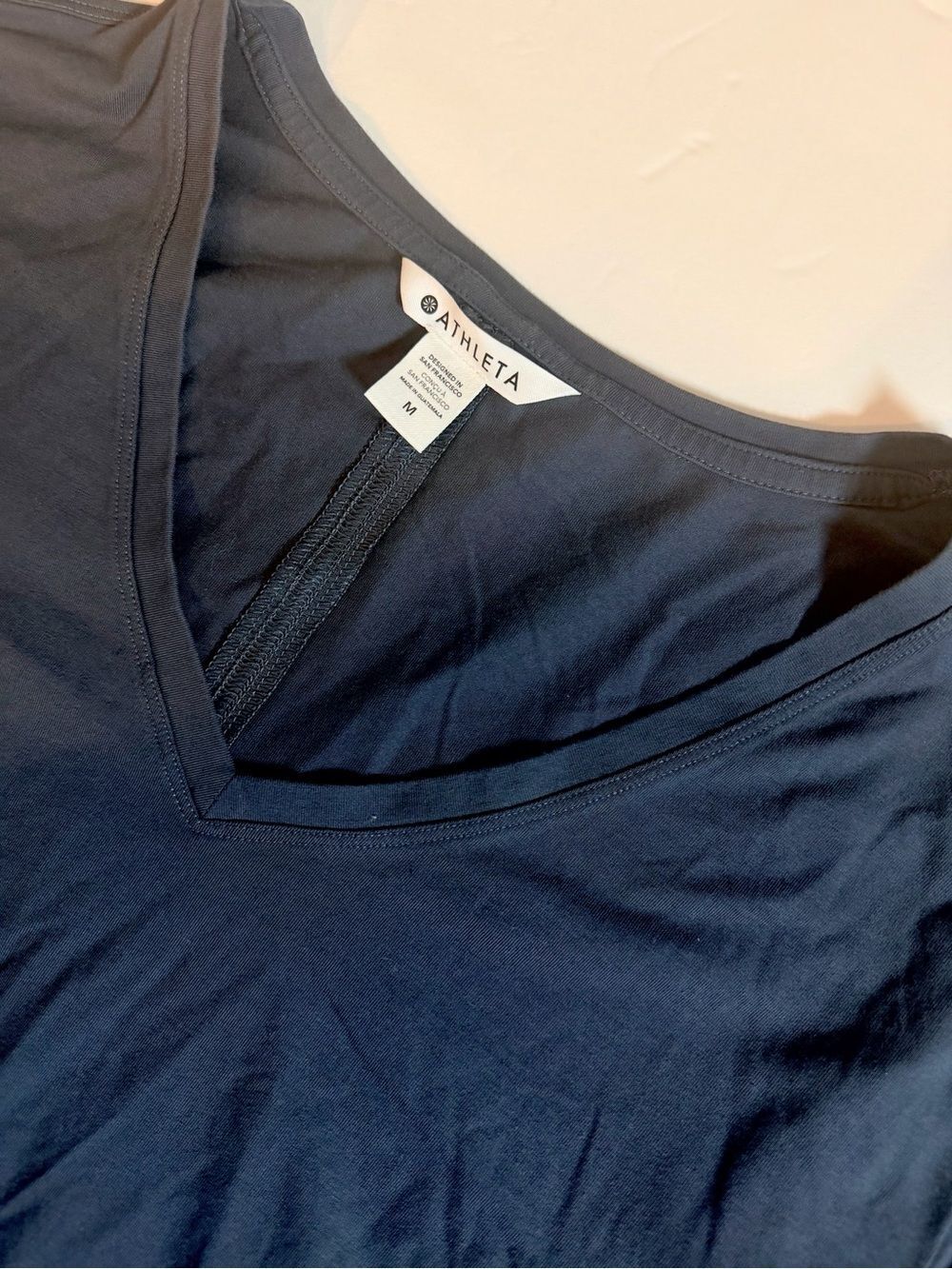 Athleta Women's Essential Long V-Neck Top Medium Gray Long Sleeve Cotton
